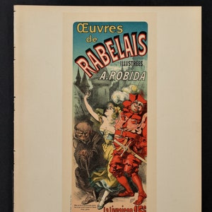 Original 19th C. Print Les Maitres de L&#39;Affiche - Oeuvres de Rabelais - Antique Lithograph  - Adverstising Poster