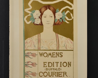 Original 19th C. Print Les Maitres de L&#39;Affiche - Womens Edition (Buffalo) Courier - Antique Lithograph  - Adverstising Poster