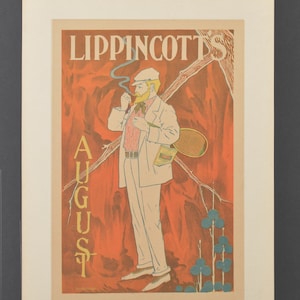 Impresión original del siglo XIX Les Maitres de L&#39;Affiche - Revista de agosto de Lippincott - Litografía antigua - Cartel publicitario
