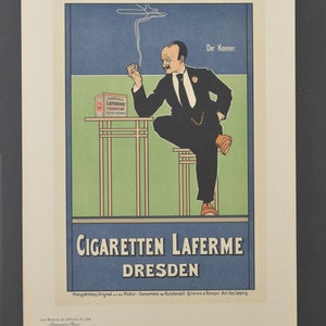 Original 19th C. Print Les Maitres de L&#39;Affiche - Cigaretten Laferme Dresden - Antique Lithograph  - Adverstising Poster