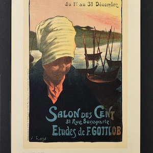Impresión original del siglo XIX Les Maitres de L&#39;Affiche - Salon de Cent - Litografía antigua - Cartel publicitario