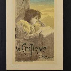 Impresión original del siglo XIX Les Maitres de L&#39;Affiche - La Critique - Litografía antigua - Cartel publicitario