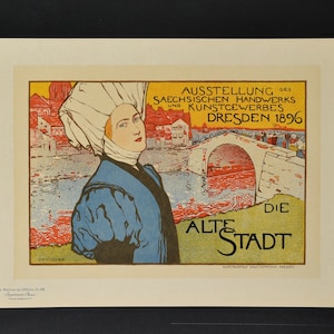 Original 19th C. Print Les Maitres de L&#39;Affiche - Ausstellung, Dresden, 1896 - Antique Lithograph  - Adverstising Poster