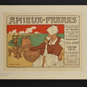 Original 19th C. Print Les Maitres de L&#39;Affiche - Sardines Amieux - Antique Lithograph  - Adverstising Poster