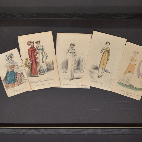 Antique Fashion Prints - Lot of 20 Hand-Colored Assorted Fashion Prints from Early 19th Century