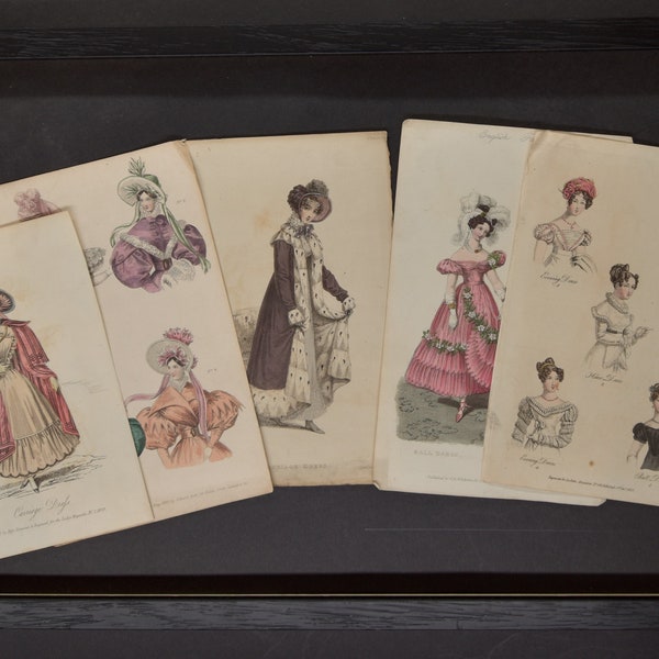 Antique Fashion Prints - Lot of 5 Hand-Colored Assorted Fashion Prints from Early 19th Century