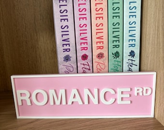 Plaque de bibliothèque - Plaque de rue - Étagère - Livres - Décoration de livre - Romance - Romance Road