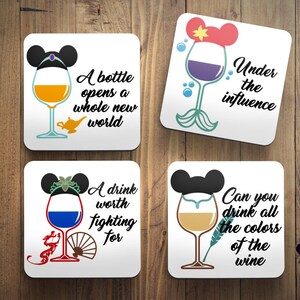 Disney Princess Inspired Coaster Set *Mulan* Ariel* Jasmine* Pocahontas*