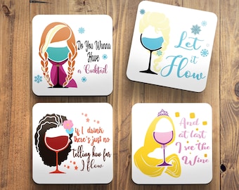 Disney Princess inspired coasters * Frozen * Anna * Elsa * Rapunzel * Moana *