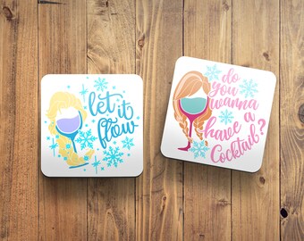 Disney Inspired Princess Coaster Set *Frozen* Anna* Elsa*