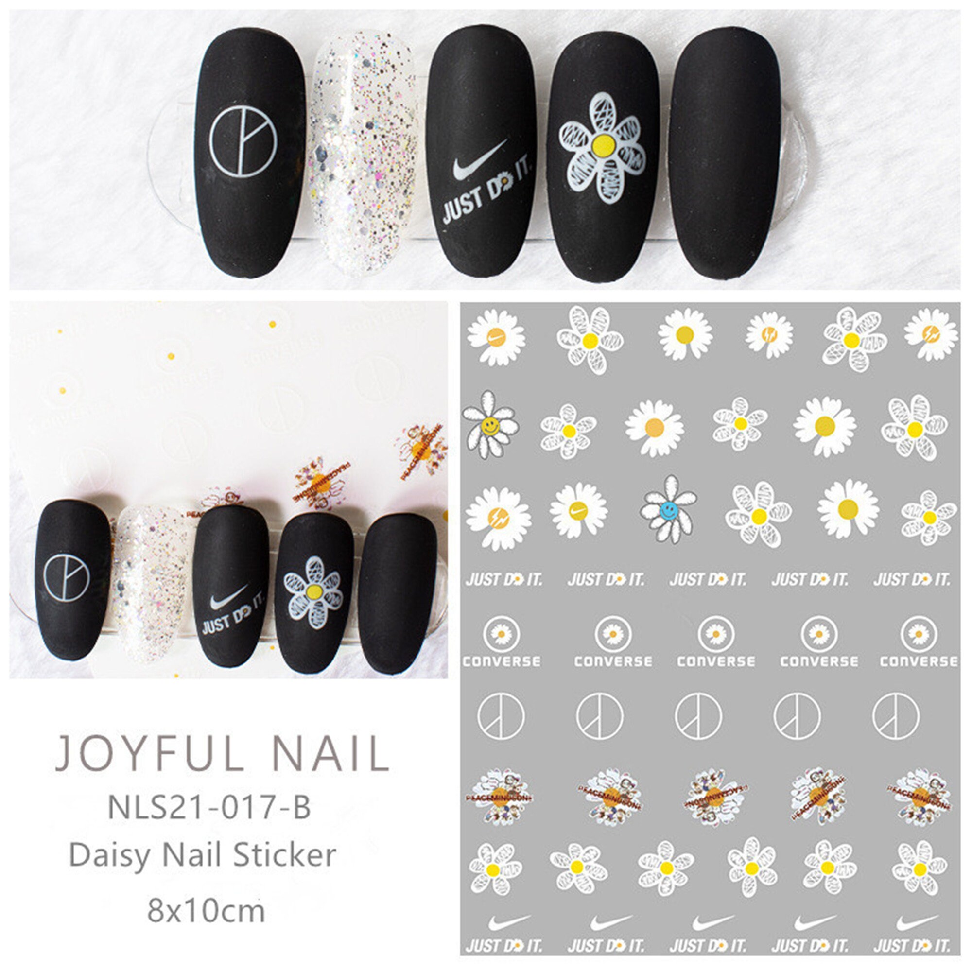 White Daisy Flower / Smiley Face Daisy Nail Sticker Decal Etsy
