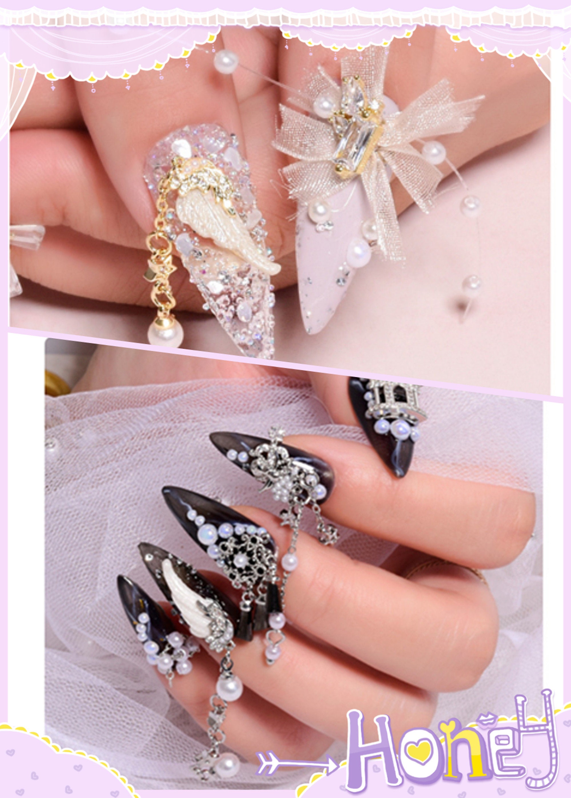 latest 5pcs Top-level nail art zircon decorations rose/leaf/bow /pendant  design zircon fingernail jewelry metal nail art charms