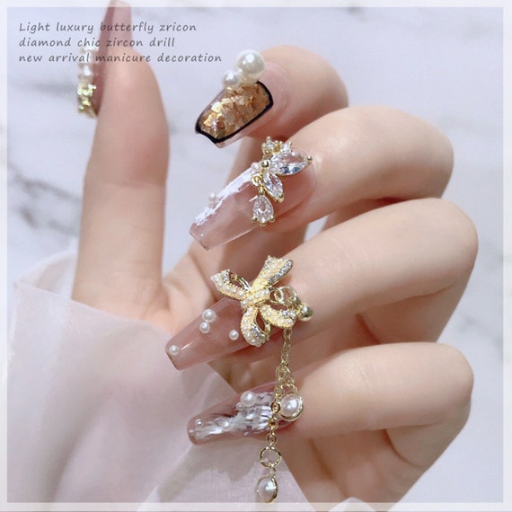 4pcs Zircon C Bling Nail Charms Big Size – Tulip Real Deal
