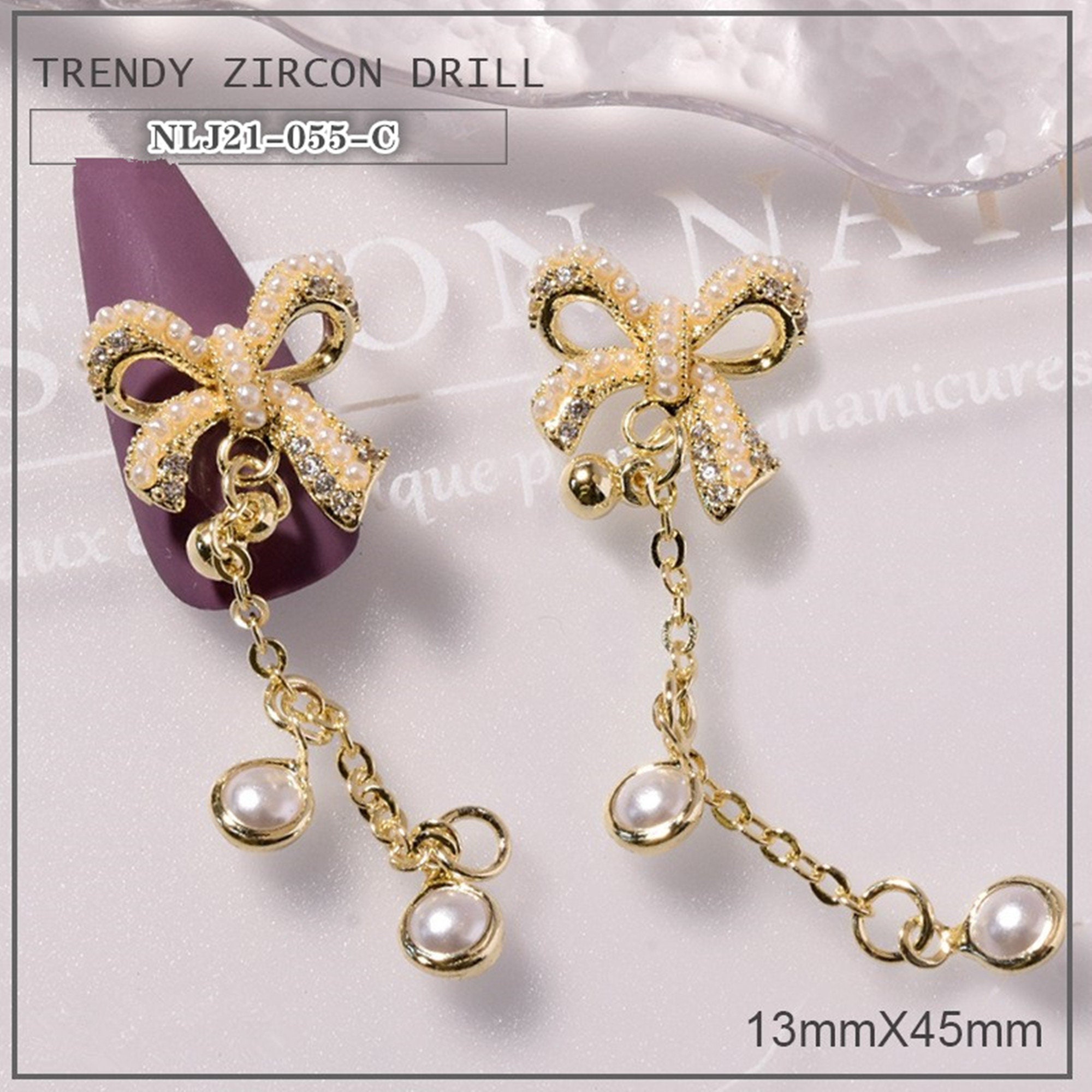 Buy Glam Gold & Zircon Dangle Nail Charm/ Fancy Decorative Nail Online in  India 