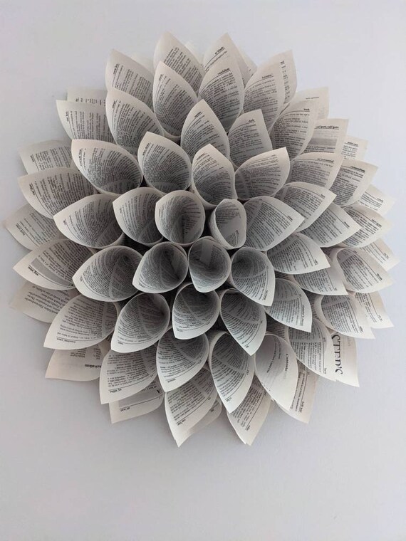 Dahlia Flower Dictionary Book Wreath Upcycle Teacher Librarian Etsy