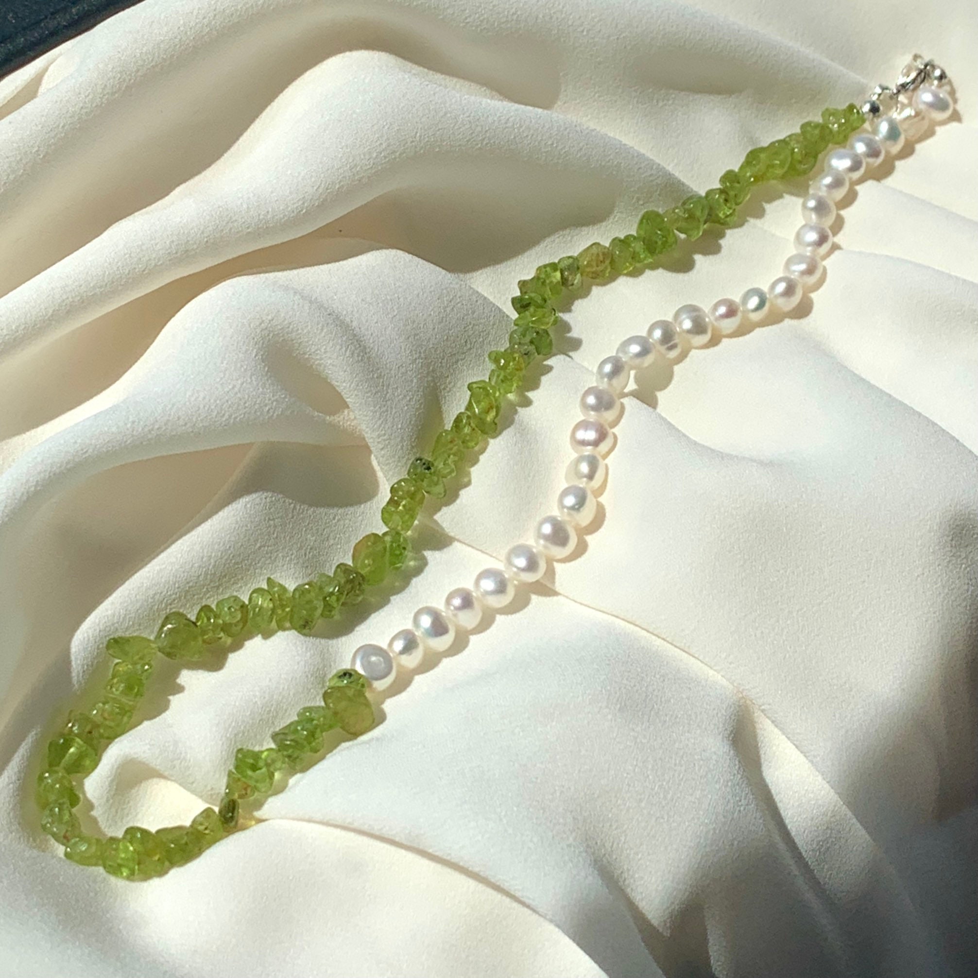 Half Freshwater Pearl Half Green 