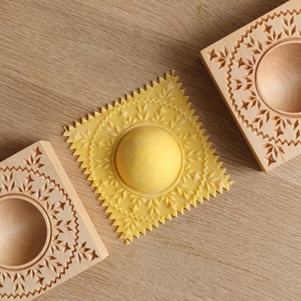 Ravioli Trio Mold Bubinga Tree Wooden Pasta Board