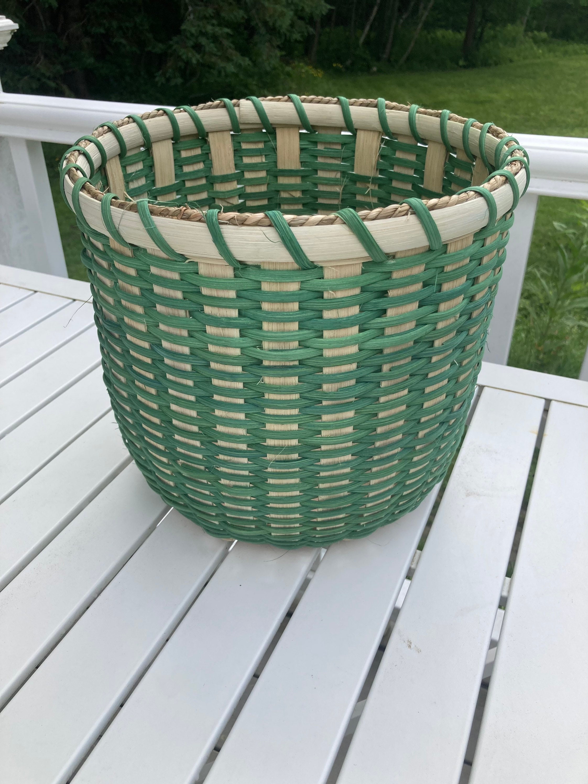 Handmade Circular Green Basket - Etsy