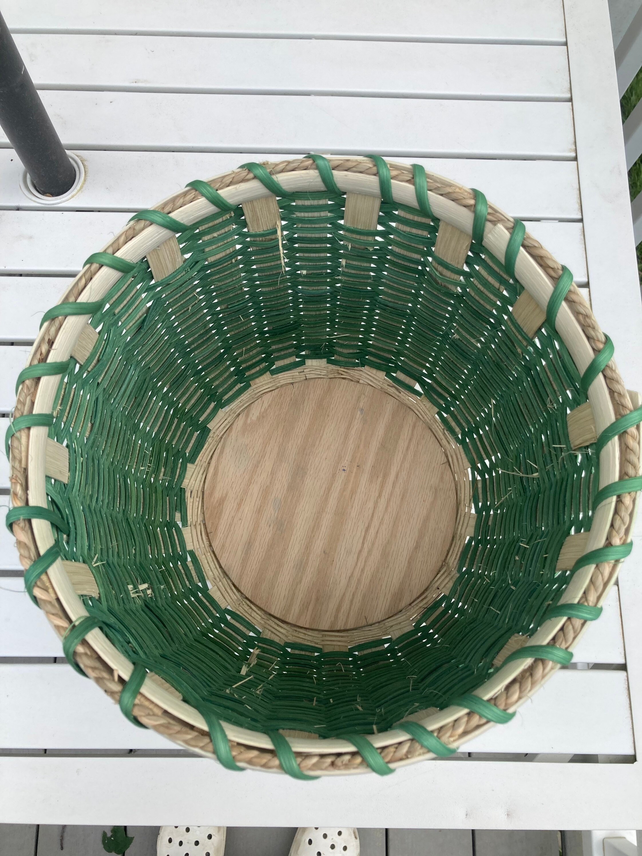 Handmade Circular Green Basket - Etsy