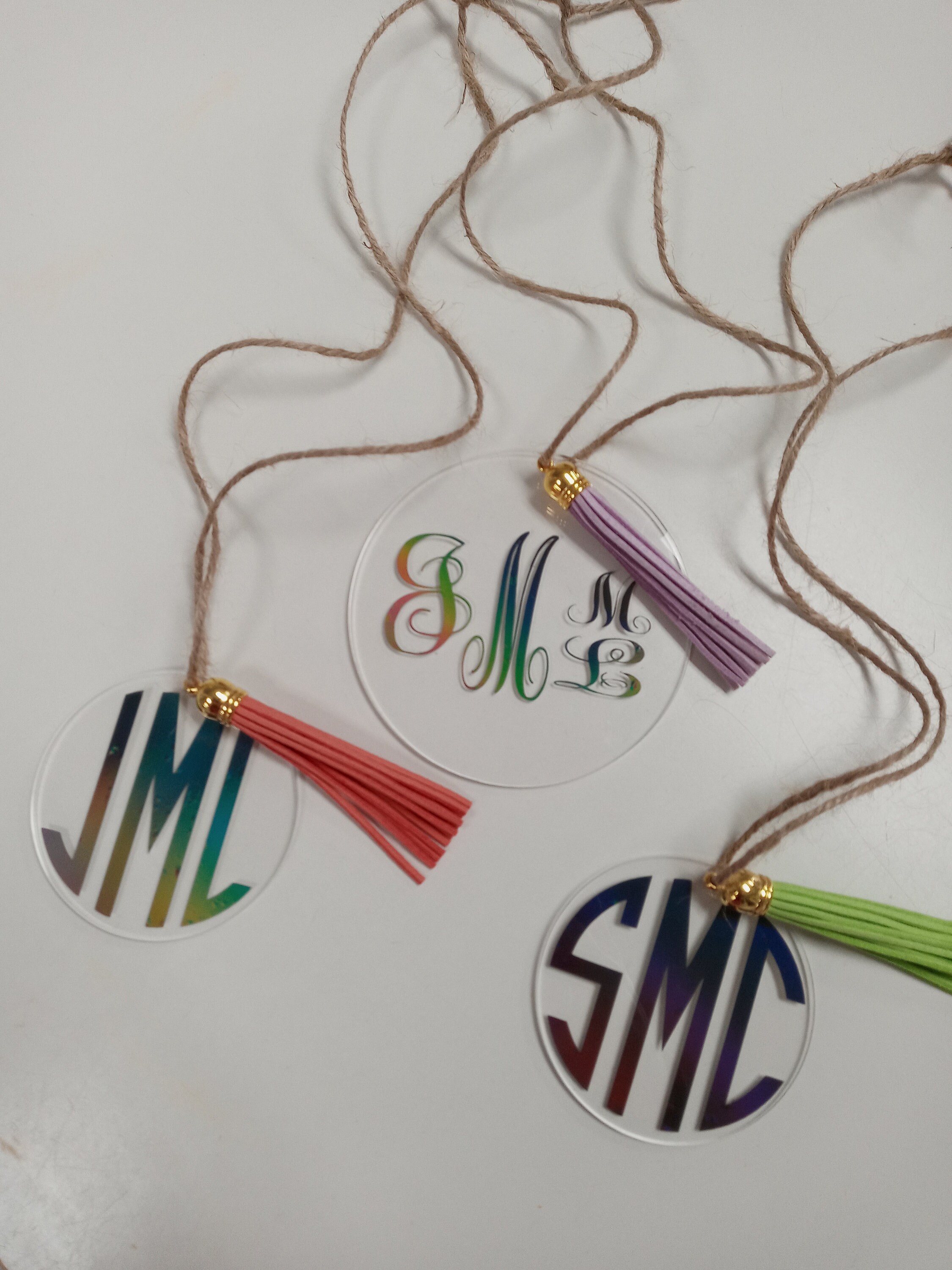 Monogrammed rearview mirror hanger Etsy