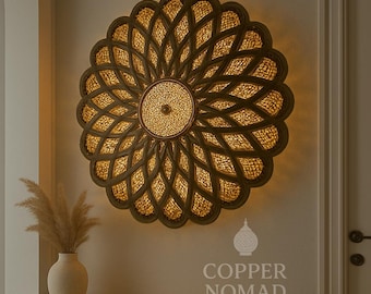 Handmade Moroccan Wall Light – Radiant Petal Design in Brass with Ambient Glow