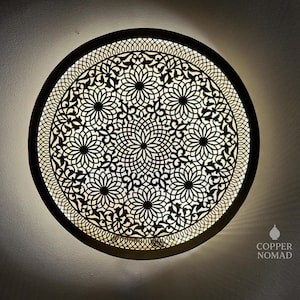 Handmade Moroccan Round Wall Light – Decorative Lamp with Intricate Moorish Pattern