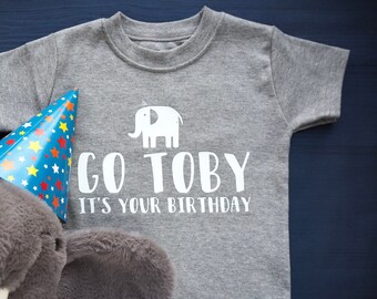 Birthday elephant T-shirt for kids birthday party or cake smash top for first, second, third, fourth or fifth birthday