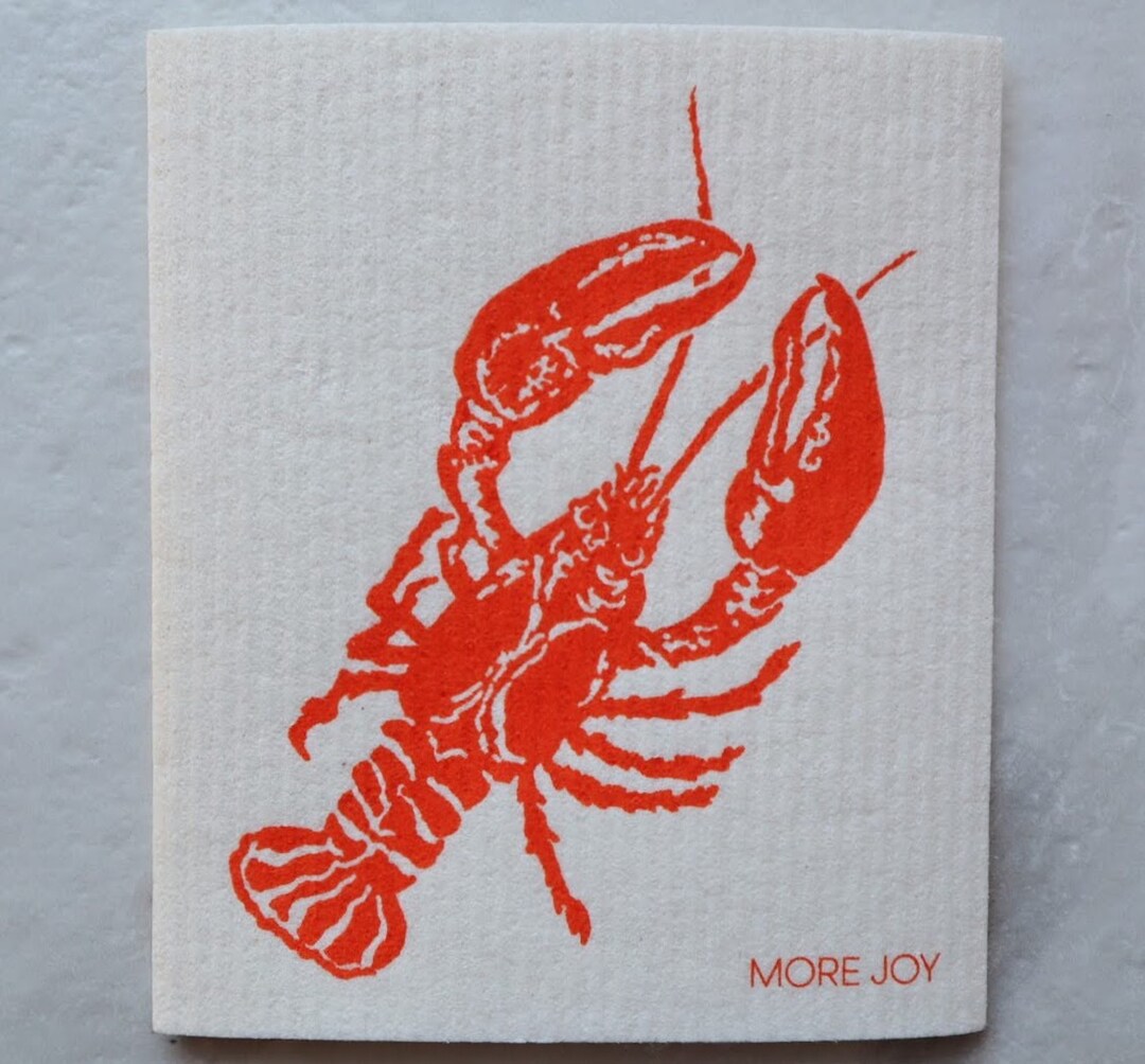 Cellulosecotton Dishcloth Lone Lobster Biodegradable Etsy