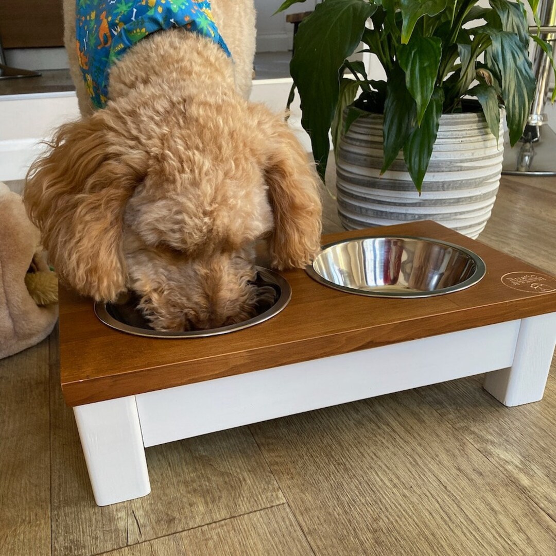 Wooden Raised Dog Bowl Feeding Stand, Luxury Wood Pet Bowl Feeder, Dog