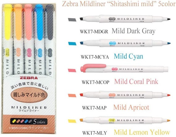 Zebra Mildliner Highlighter 5 Color Set Bright Colors