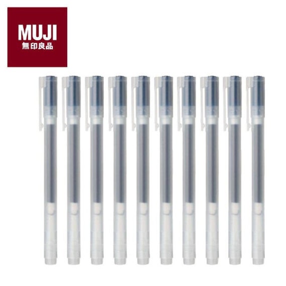 MUJI Pen, MUJI Gel Pens, 10 Pack, 0.5mm/0.38mm, Muji planner pens, Black  Blue / Black