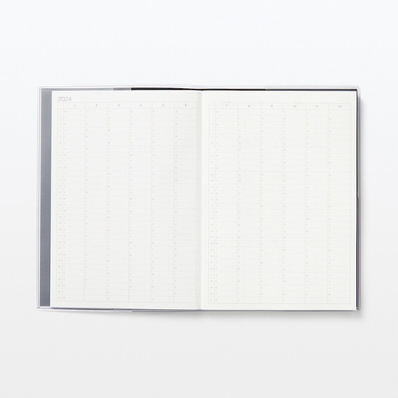 Muji 2024 Vertical Planner A5/B6 Size Black Grey/white Grey Etsy