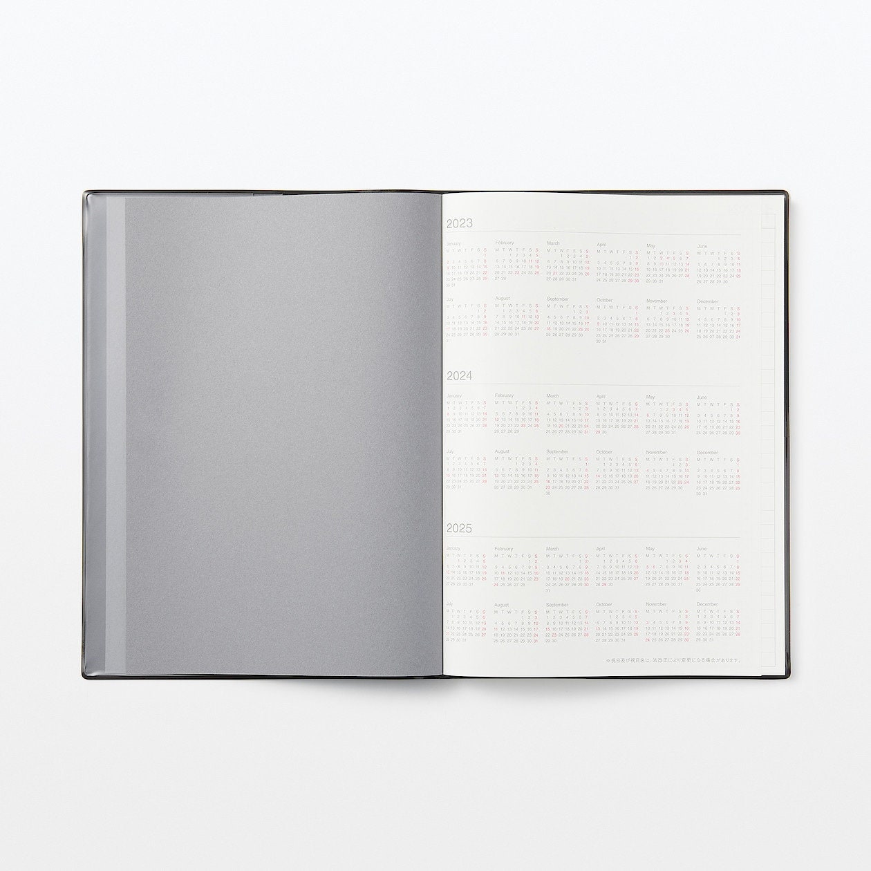 Muji 2025 Planner B5 Size Black Grey/white Grey/red/ From Etsy Hong Kong
