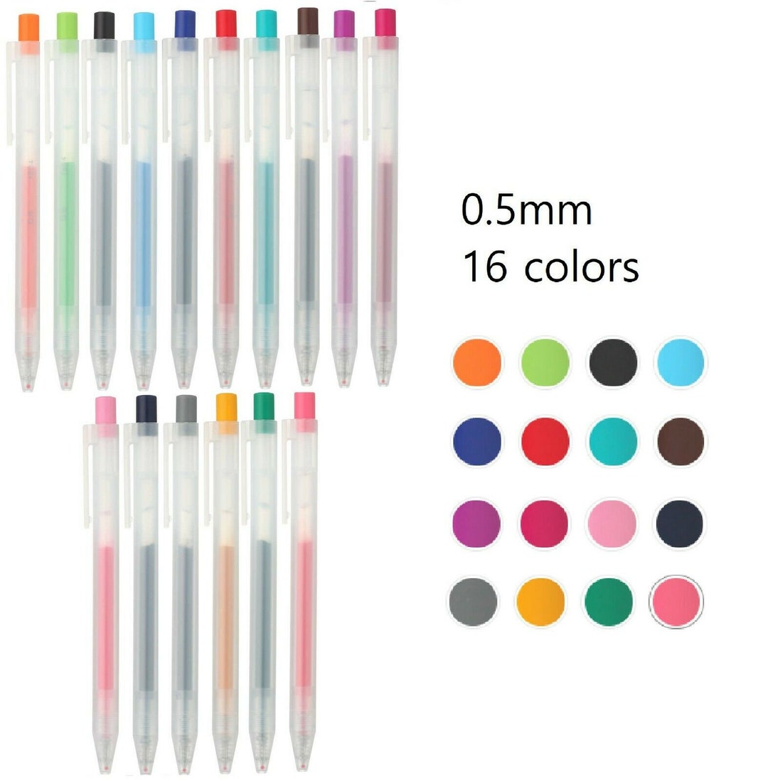 MUJI Pen, MUJI Gel Pens Knock Type, 16 Colors, Free to Select, 0.5mm