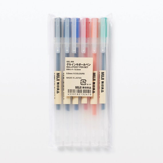 Set of 10 Color Pens MUJI Gel Ink Ball Point Pen 0.5 Knock Type Made In  Japan