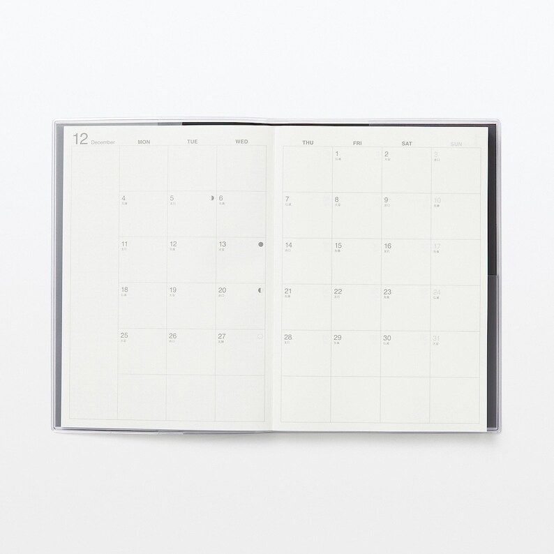 Muji 2024 Vertical Planner A5/B6 Size Black Grey/white Grey Etsy