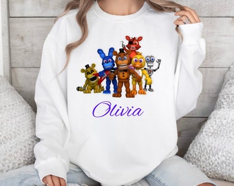 Five Nights At Freddy's Customize Name Shirt Five Nights At Freddy's Characters Sweater Foxy Freddy Chica Bonnie Shirt Video Game Series Tee