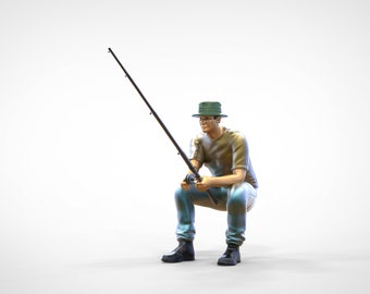 N1 not a Physical Product Sitting Fisher With Fishing Rod / Figure / STL  File / 3d Print File for Diorama -  Hong Kong