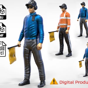 N1 Race Marshal (not a physical product) with flag / Figure / STL file / 3d print file for Diorama