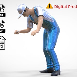 N3 Mechanic (not a physical product) bend over car  Figure / STL file / 3d print file for Diorama