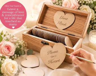 Celebration Of Life Guest Book, Wooden Guest Book for Funeral, Memorial Guest Book Sign In, Custom Memory Book Guest Signing Book