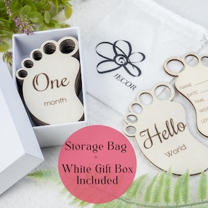 Baby Monthly Milestone - Wooden Monthly Milestone Cards, Baby Photo Props, Baby Month Signs, Baby Shower Gifts, Milestone Markers, New Mom