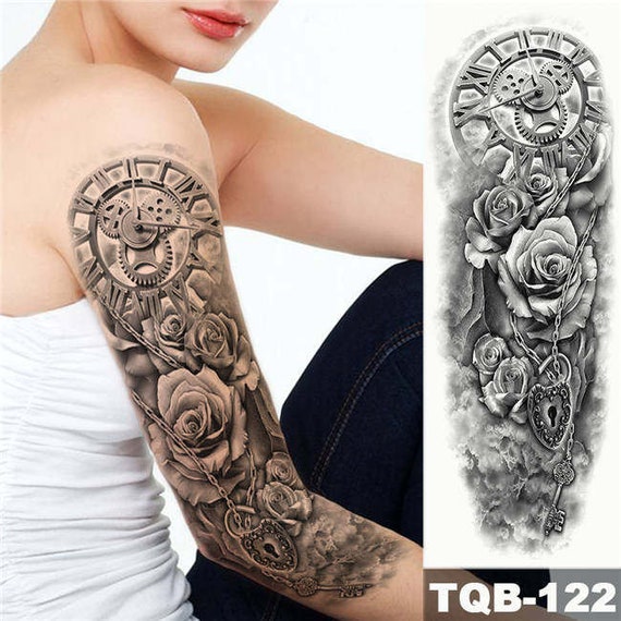4 Large Arm Sleeve Tattoo Big Wing Gun Rose Waterproof - Etsy Australia 4 Large Arm Sleeve Tattoo Big Wing Gun Rose Waterproof - Etsy Australia