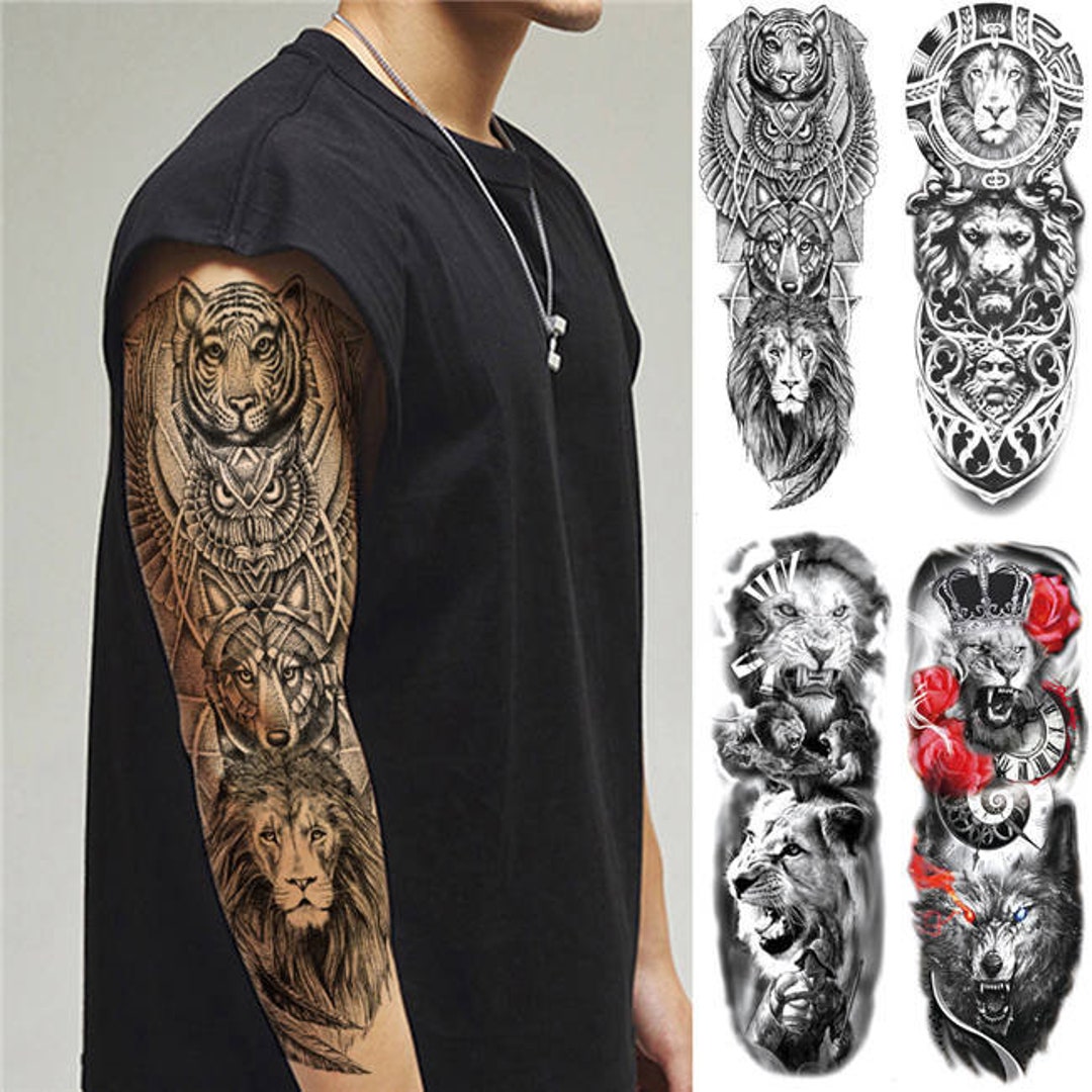 Tatuaje Temporal de Brazo Completo Manga de Tatuaje Temporal de Tigre  Impermeable Etiqueta de Tatuaje Extra Grande de Larga Duración para Hombres  Y Mujeres (170 X 480 Mm)(TQB-228) : : Hogar y