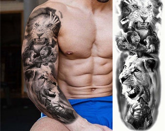 Tatuaje Temporal de Brazo Completo Manga de Tatuaje Temporal de Tigre  Impermeable Etiqueta de Tatuaje Extra Grande de Larga Duración para Hombres  Y Mujeres (170 X 480 Mm)(TQB-228) : : Hogar y