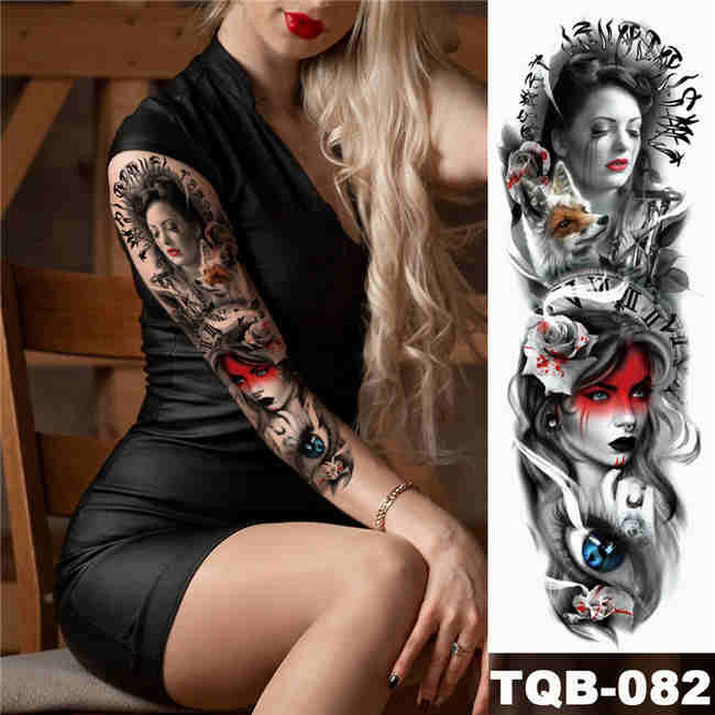 Women Full Arm Sleeve Temporary Tattoo Waterproof Sticker Etsy