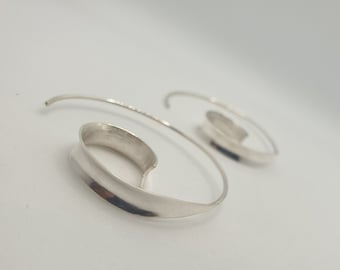Pendientes de remolino pequeños, pendientes de remolino, pendientes de plata de ley, pendientes en espiral, pendientes en espiral de aro