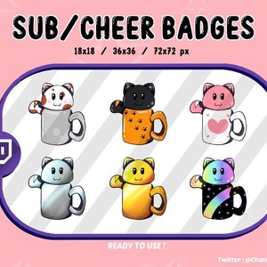 6x Sub Twitch Badges - Cat mug