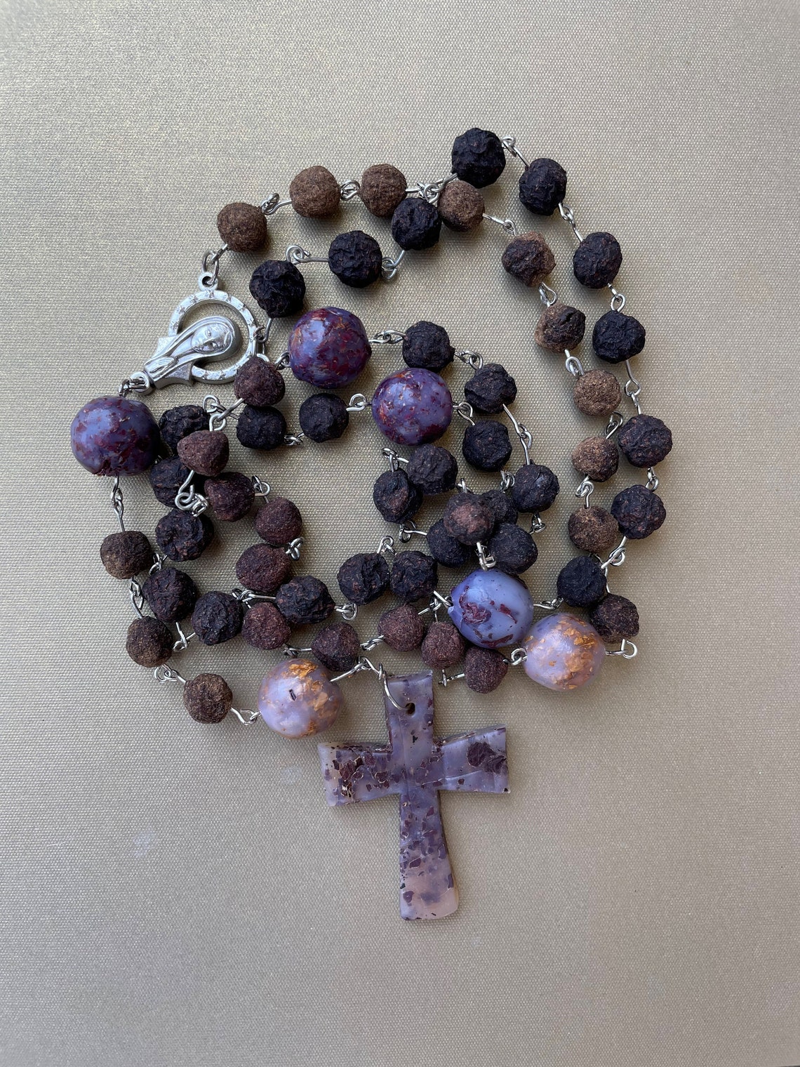 Rosary made from dried rose petals infused in rose oil and Etsy