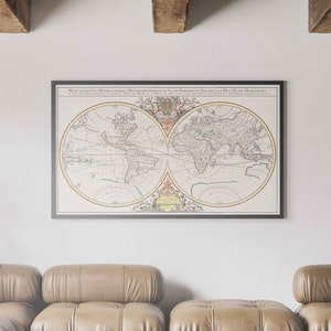 Vintage World Map Print (1691) - Vintage Map Print, Old Map Art, Vintage Map of World, World Map Wall Decor, Vintage Old World Map